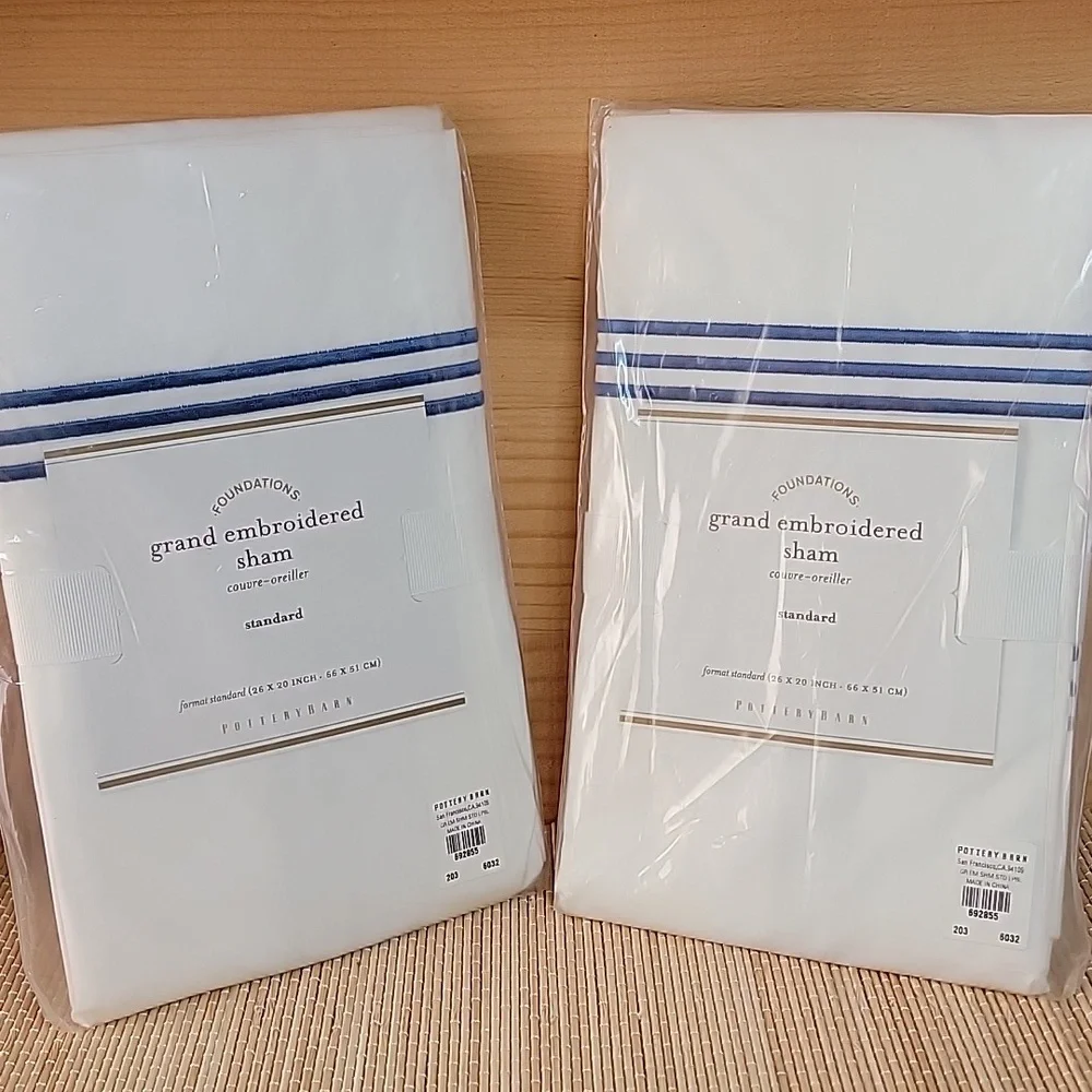 Pottery Barn Set of 2 Grand Embroidered Sham Standard Size NEW IN PACKAGE
